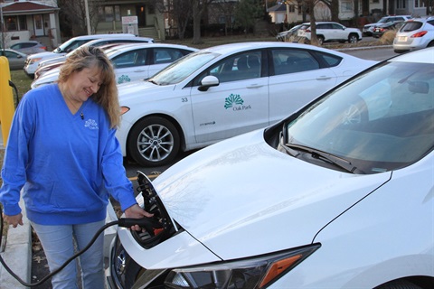 Electric vehicles parked at Village Hall