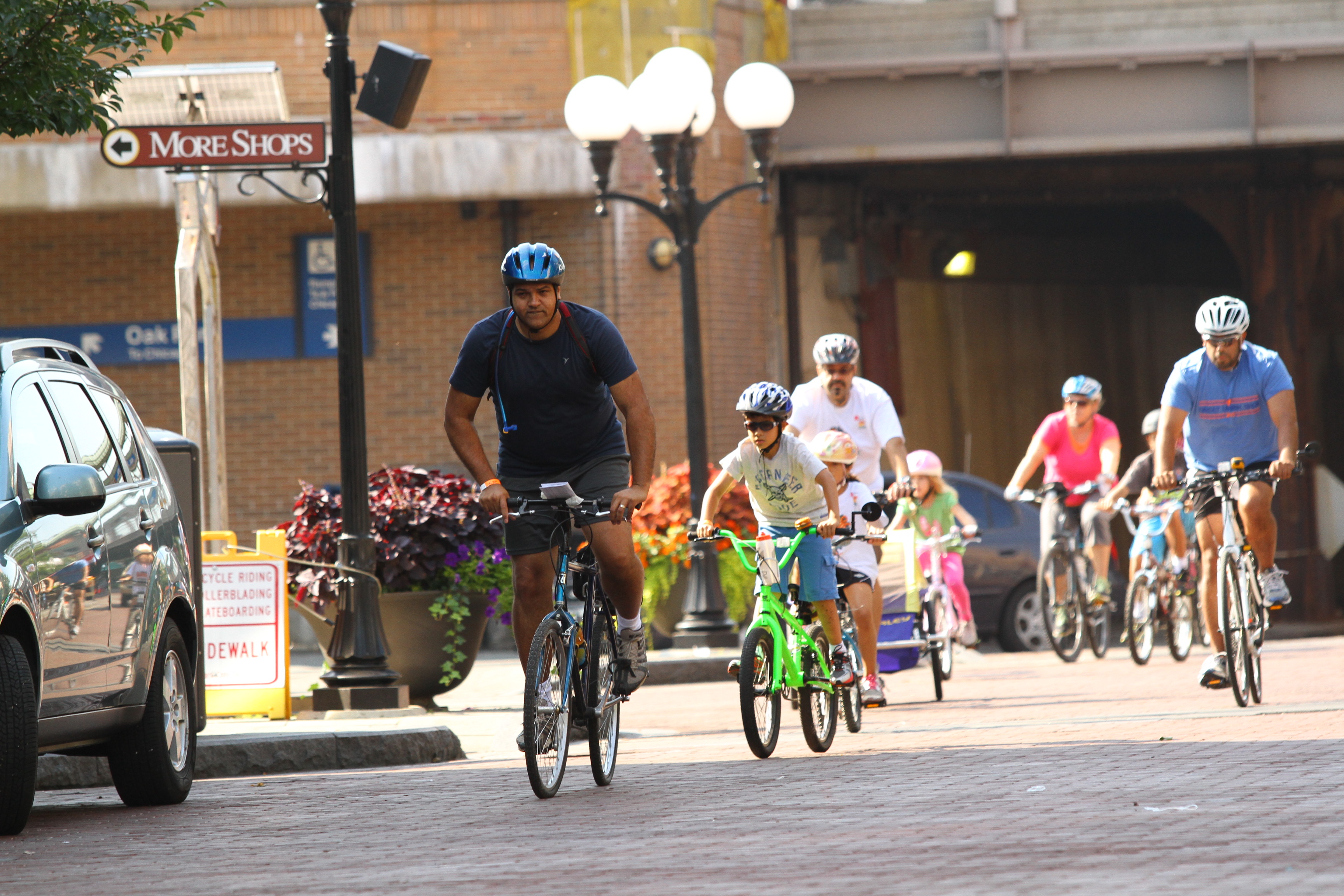 group biking downtown